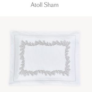 Matouk Atoll 2 White Pair Grey Coral Alabaster King Percale Cotton Shams